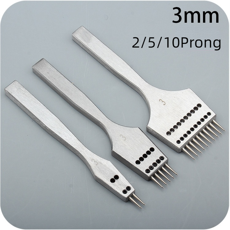 Sharp Head Round Hole Puncher Stainless Steel DIY Handle Row Punching Tools Replaceable Head Leather Tools: 3mm