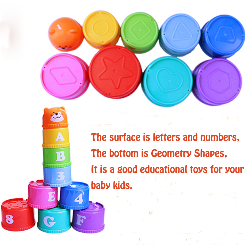 Baby sjov tegneserie reden stabling legetøj lære engelsk bogstaver tal geometri pædagogisk underholdning stablet blokke