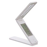 Opvouwbare LED bureaulamp Oplaadbare Leeslamp Touch Control Kalender Wekker Temperatuur Dimbare Tafellamp studie lamp: WHITE