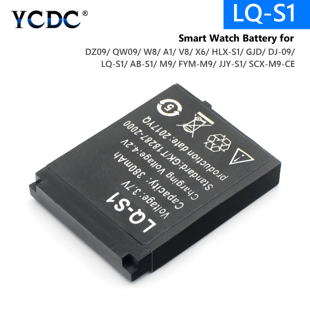 Durable Smart Watch Battery 1Pcs LQ-S1 3.7V 380mAh lithium Rechargeable Battery For Smart Watch DZ09 W8