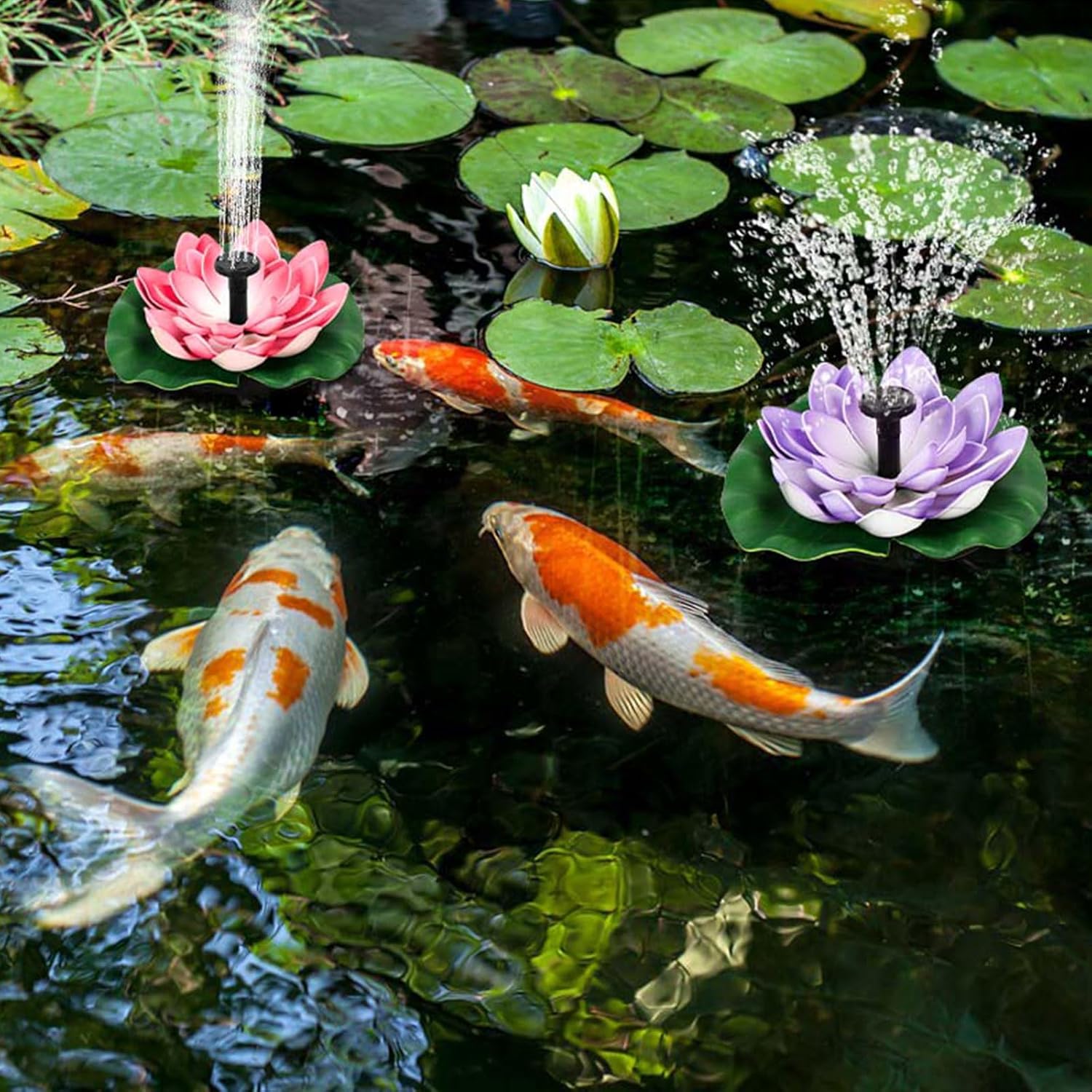 Fontanna solarna z pompą, pływająca fontanna z liliami wodnymi, do kąpieli ptaków w ogrodzie, na patio, do basenu zewnętrznego, do kąpieli kolibrów i dekoracji stawu rybnego