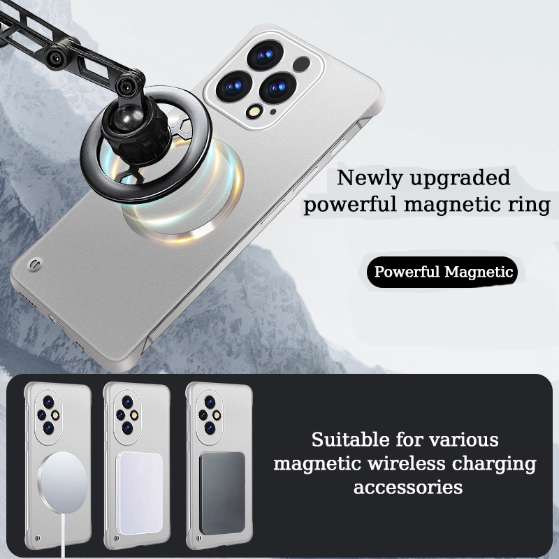 Tynt, matt, metallisk malt pc-magnetisk deksel til iphone 16, 15 pro max, 16 pro plus, for magsafe, rammeløst, lett deksel