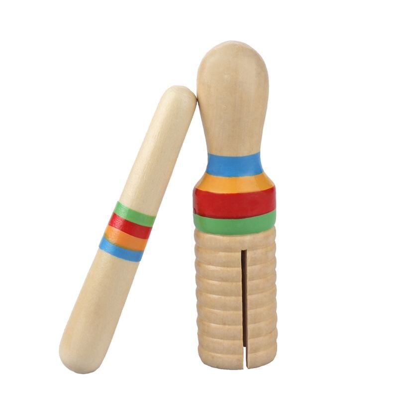 Træ krage lydklang træ guiro med pind børn børn musikalsk legetøj percussion instrument: Default Title