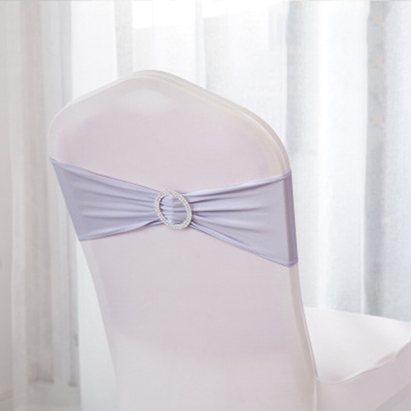 10 pièces/ensemble Spandex chaise bande noeud avec anneau rond pour mariage Banquet fête événement décoration élastique chaise ceintures Style: Gris