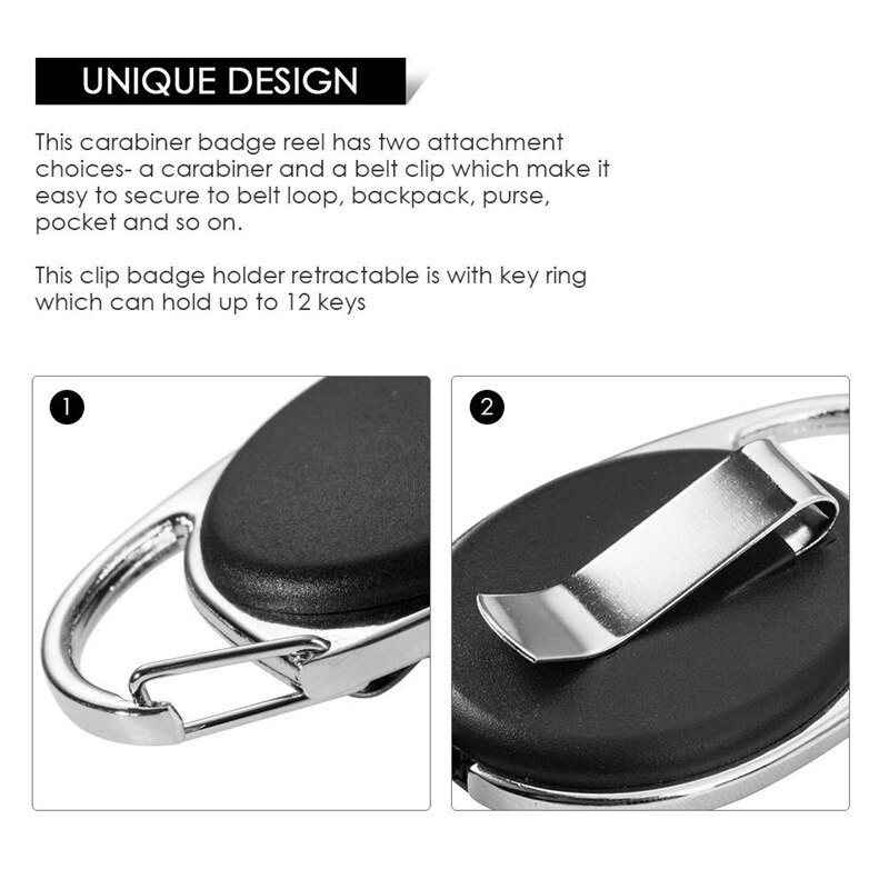 18Pcs Retractable ID Card Badge Holder, Heavy Duty Badge Reel Clip with 27 Inch Nylon Cord and Key Ring for Nurse Office School