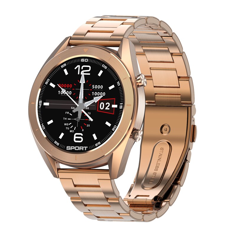 DT99 Hartslag Smart Horloge Stalen Band Smartwatch Bloeddruk/Zuurstof Monitor Waterdicht Horloges Voor Mannen Vrouwen: Goud