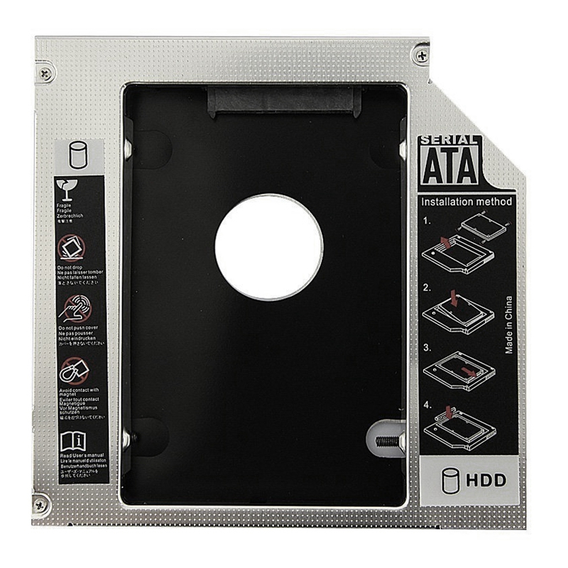 Sıcak satış evrensel alüminyum 12.7mm SATA 2.0 2nd HDD Caddy 2.5 "HDD durumda SSD muhafaza dizüstü 12.7mm ODD DVD-ROM Optibay
