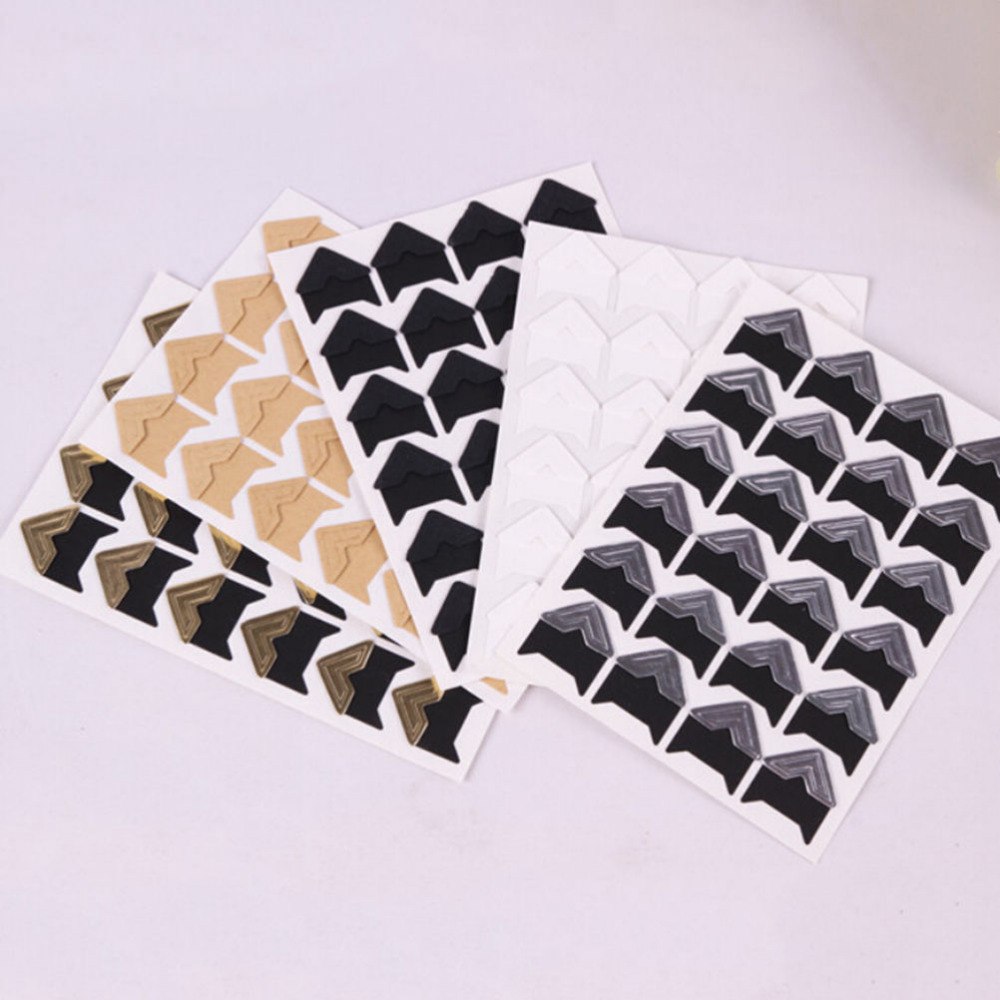 24 pcs/1 Sheet Photo Corner Stickers DIY Vintage Corner kraft Paper Stickers for Photo Albums Frame Decoration Scrapbooking