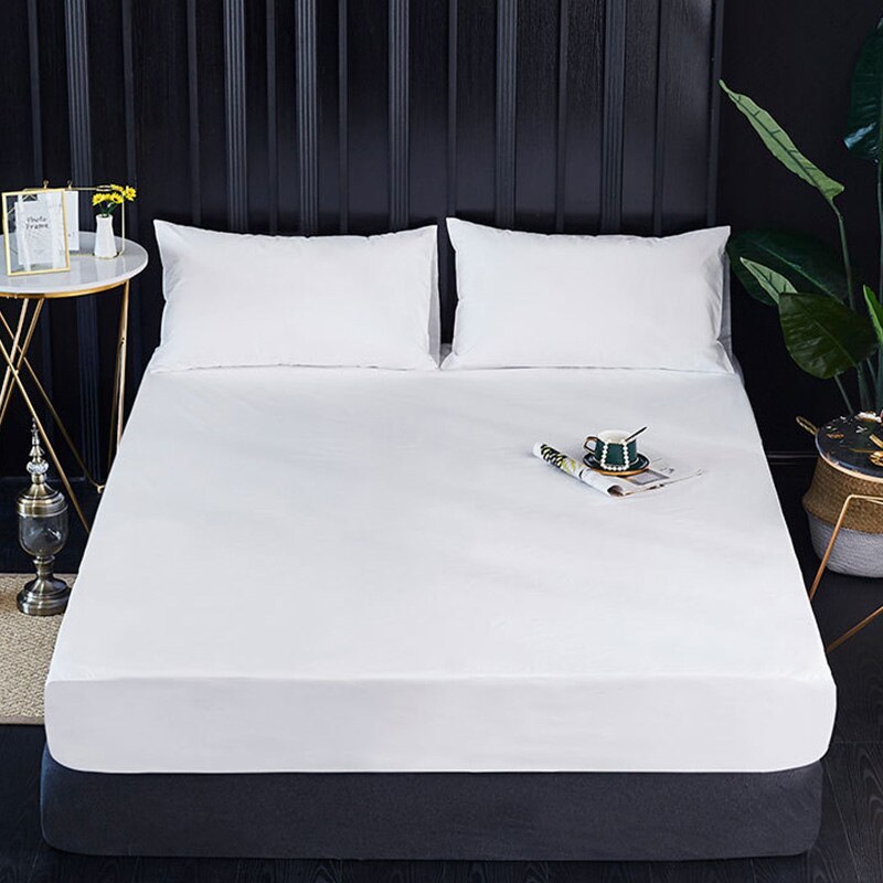 1Pc Waterdichte Matrashoes Voorzien Laken Pad Protector Effen Kleur Sprei Koningin/Koning Twin Matras Cover Protector