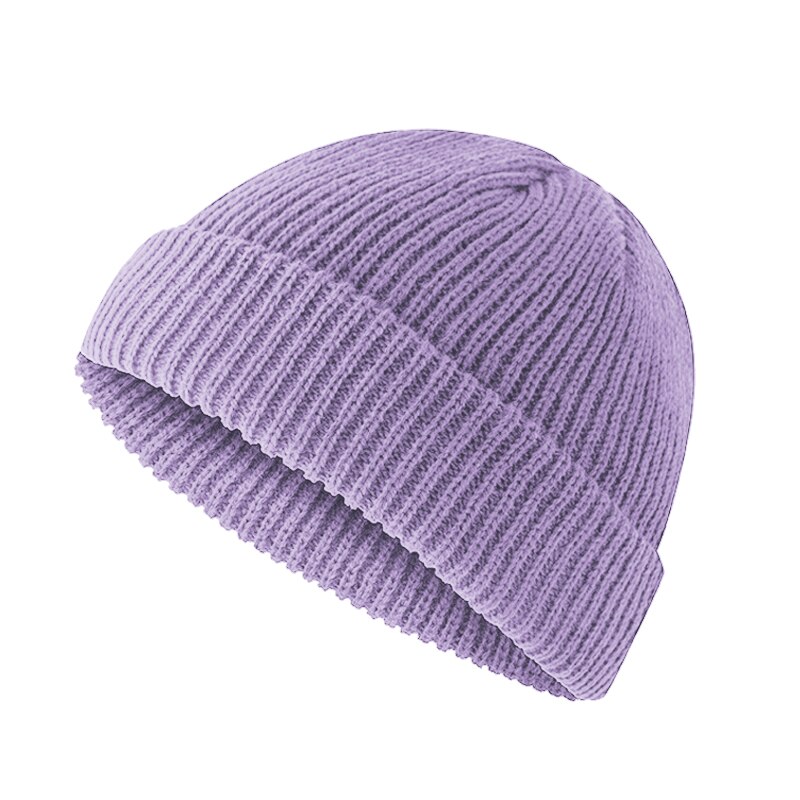 Beanie Hat Cap Roll up Warm Fisherman Knitting Solid Color for Men Women Winter ZJ55