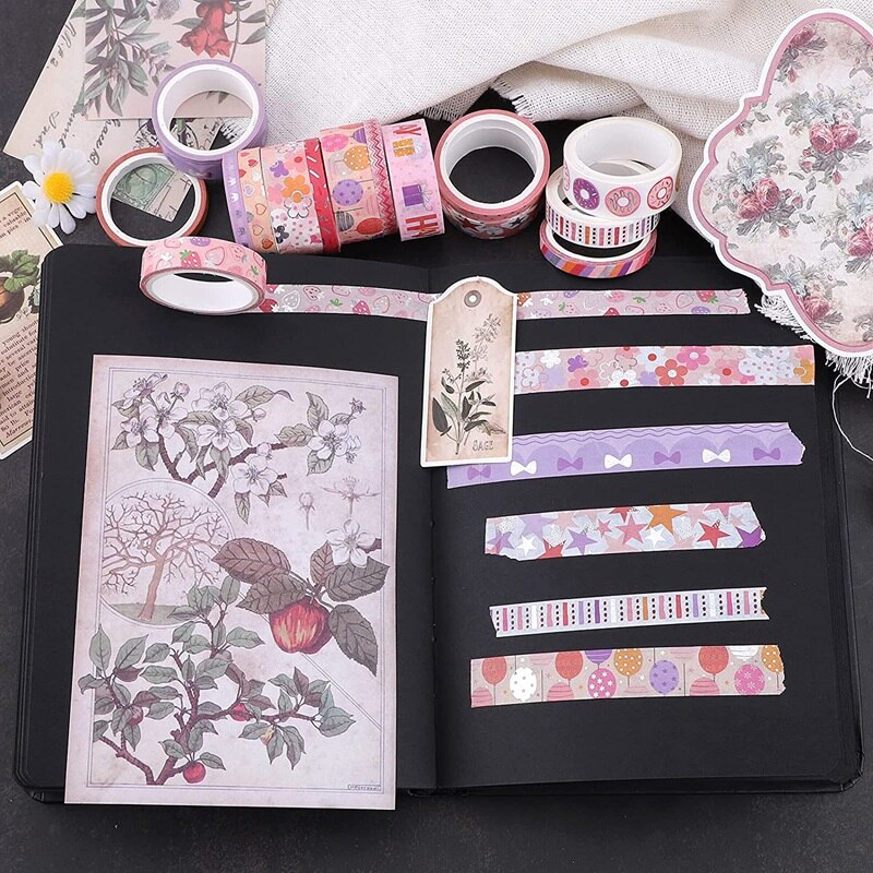 Verjaardag Washi Tape Set 15 Rolls Silver Foil Print Decoratieve Masking Tapes Voor Kunst, Diy Ambachten, Plakboek