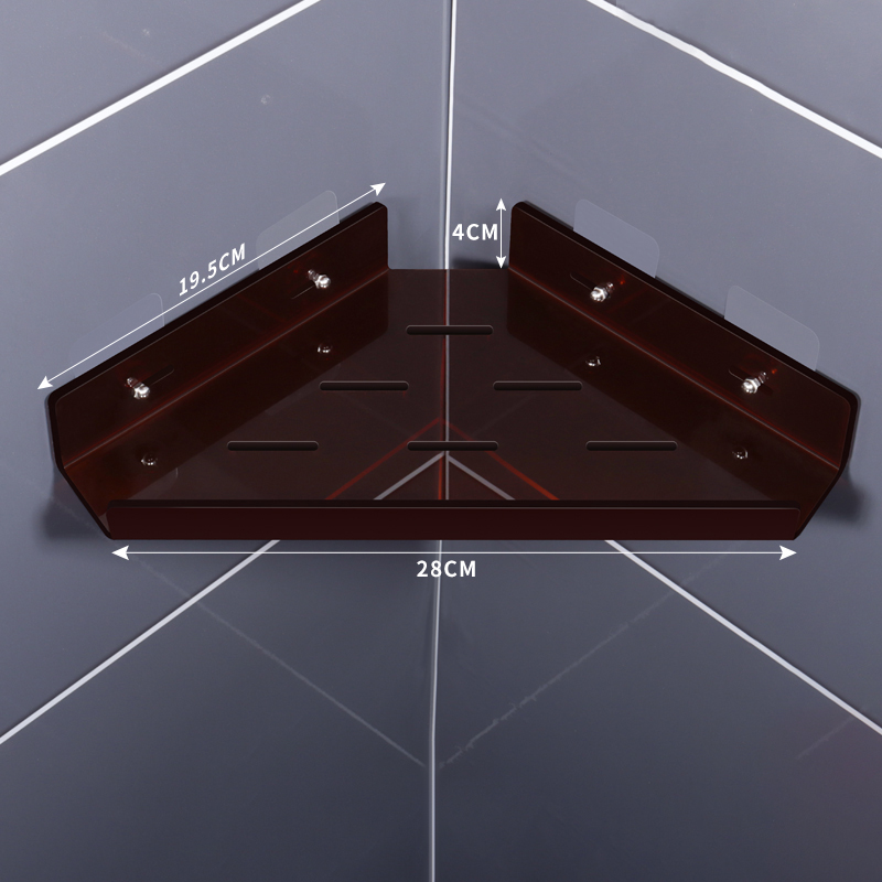 Acryl Hoek Douche Caddy Plank, Zelfklevende Muur Gemonteerde Badkamer Douche Plank Organizer Voor Keuken Opslag Cosmetische Organizer: Black