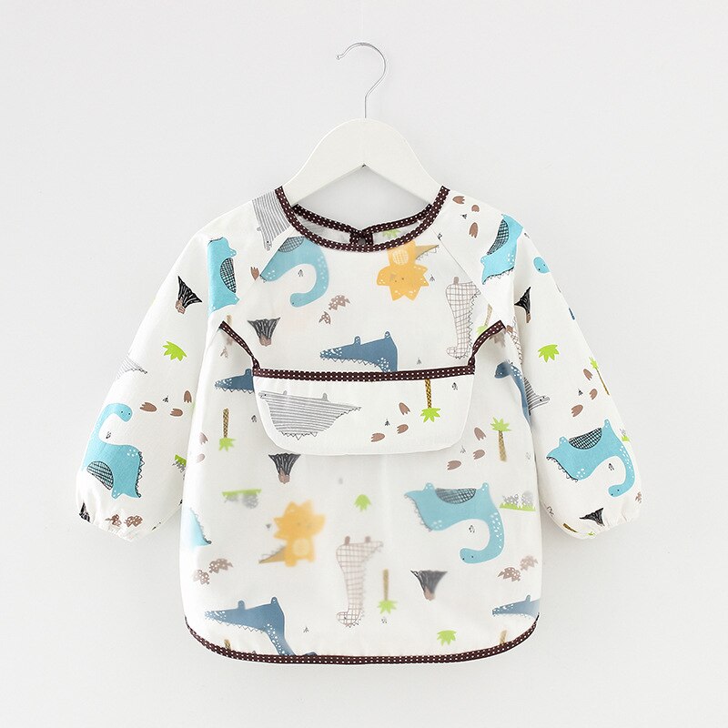 Infant Essen Kinder Zeichnung Lange Kurzarm Schürze Baby Bandana Lätzchen Nette Cartoon Lätzchen Wasserdichte Baby Selbst Fütterung Bib: 10 Wt dino