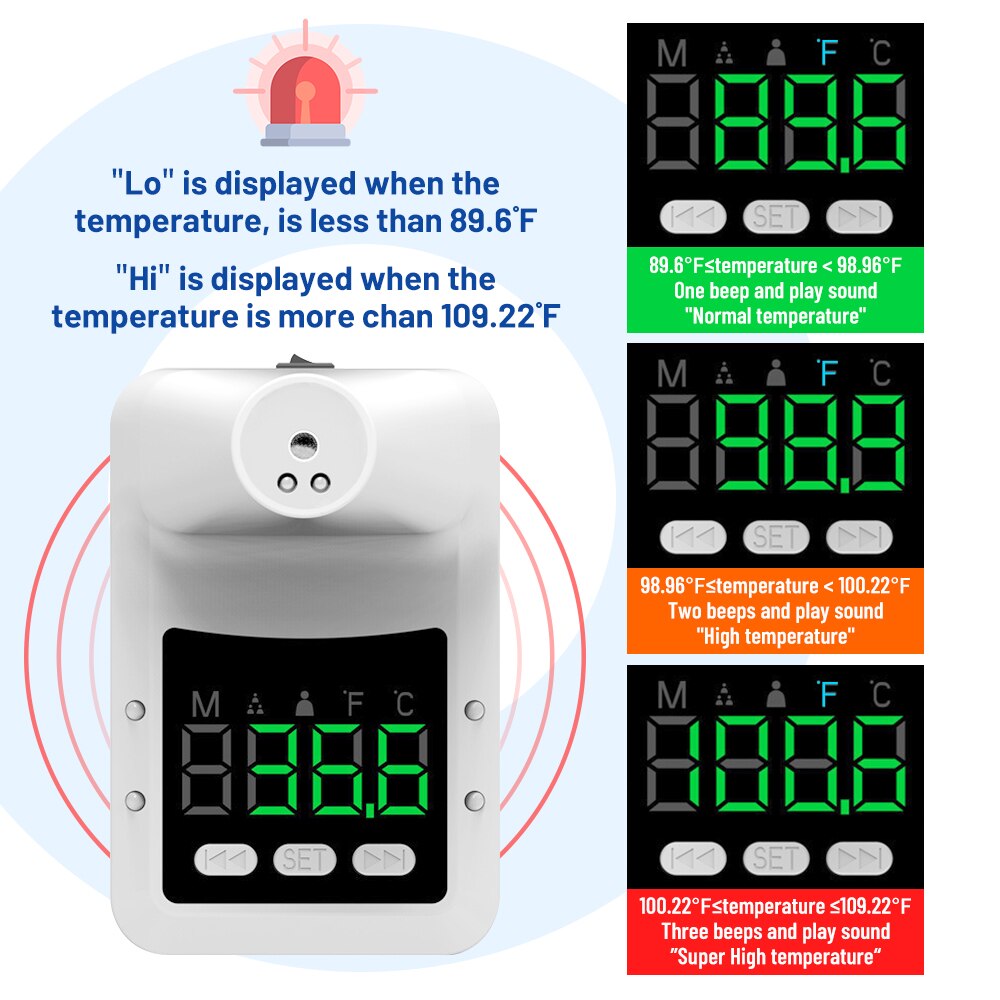 Bluetooth-compatible Wall Mounted Thermometer Infrared Non-contact Digital Thermometer Fever Thermometer for Home Office School