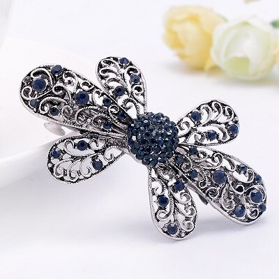 EASYA Vintage niebieski Rhinestone Hairwear motyl kwiat klamry do włosów kobiety spinki do włosów Retro łuk akcesoria do włosów biżuteria: Brak