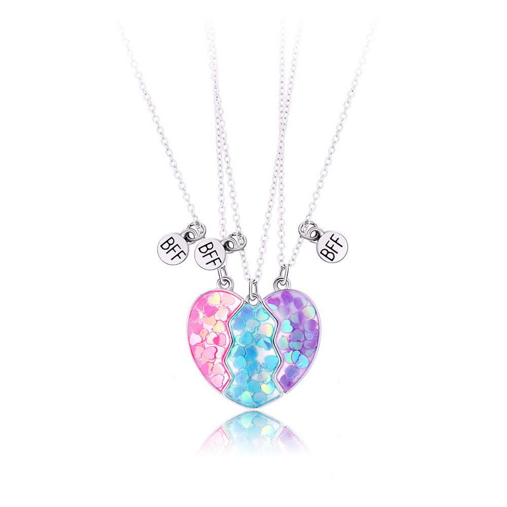 Paar Roze Blauw Hart Gebroken Beste Vrienden Ketting Hanger Ketting BFF Vriendschap Leuke Sieraden Cadeaus Voor Kinderen 2 stks/set: Titanium Plated