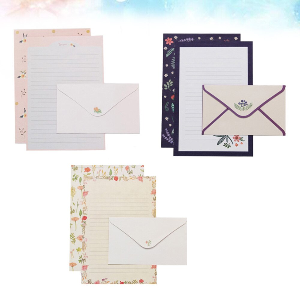 6 Sets of Letter Papers Simple Colorful Beautiful Flower Printing Letter Papers: Default Title
