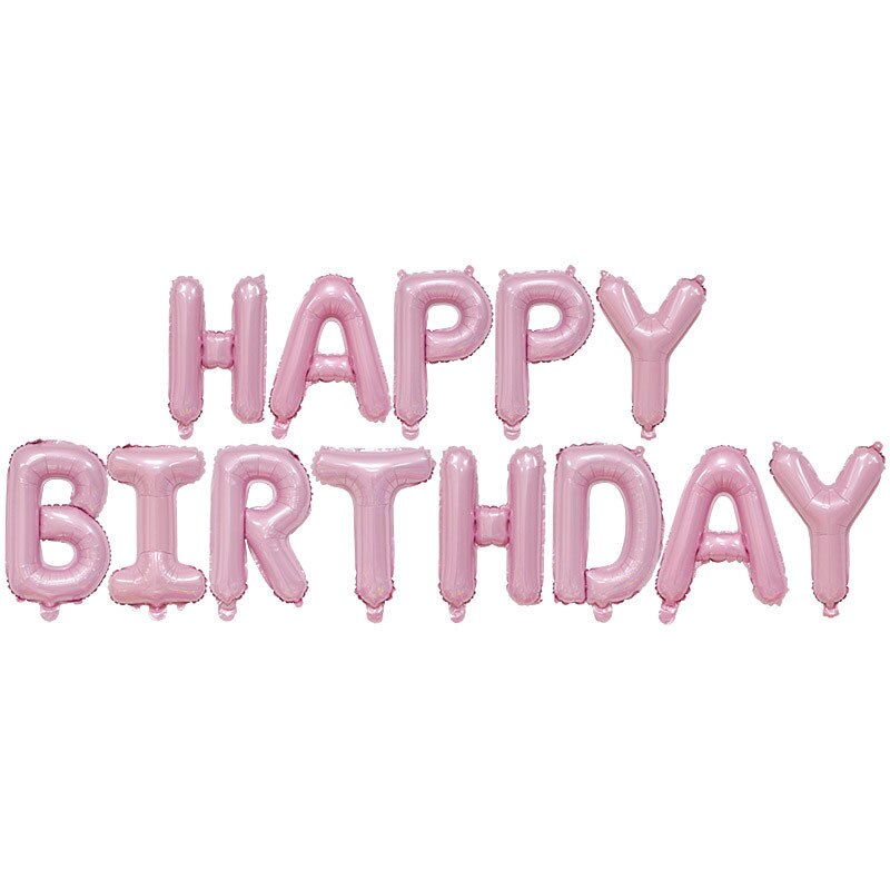 Happy Birthday Balloons Banner Buchstaben Folie Ballons für Baby Dusche Kinder Geburtstag Party Dekoration Alphabet Air Ballon Girlande: light pink