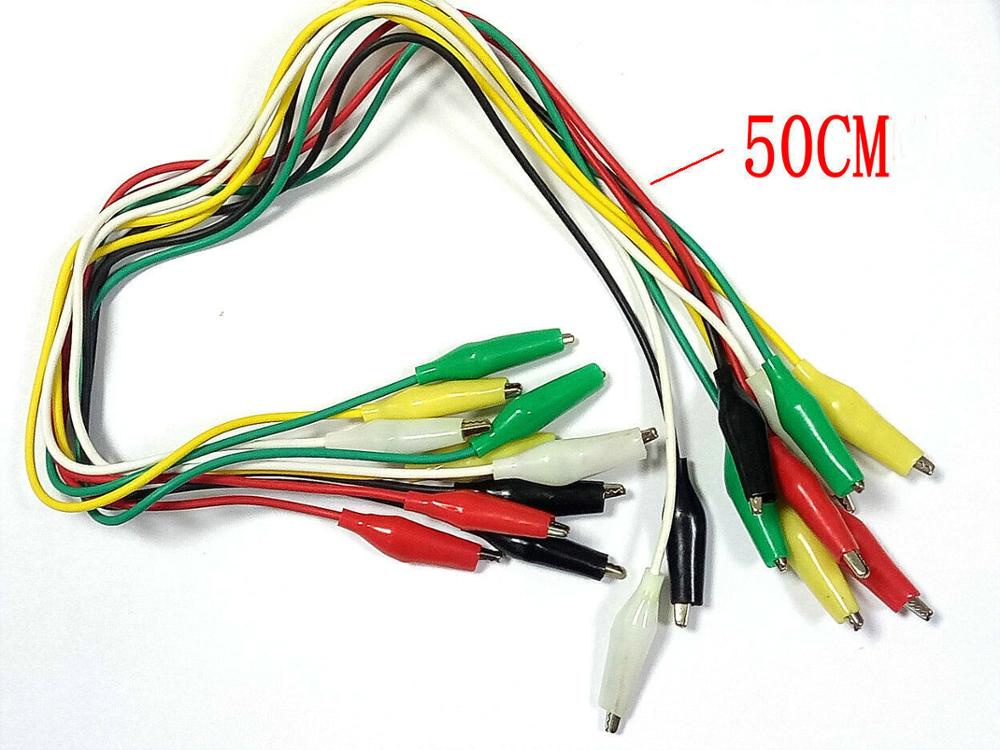 10 Pcs Test Lead Set Met Alligator Clips 50 Cm