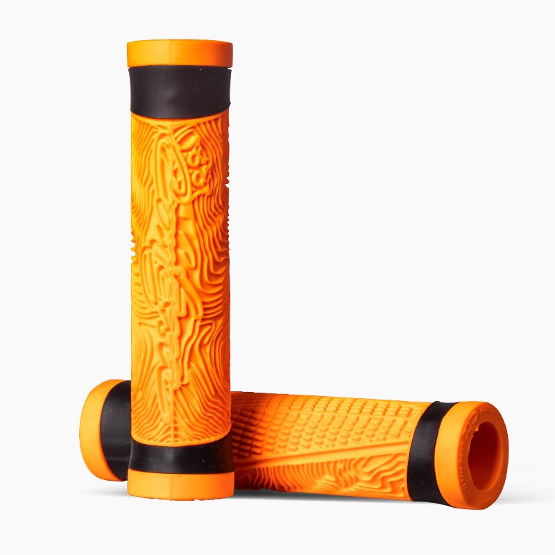 Ultralichte mtb racefiets stuurgrepen siliconen antislip schokbestendige mountainbike handgrepen 22.2mm opvouwbare fietsgrepen: Oranje