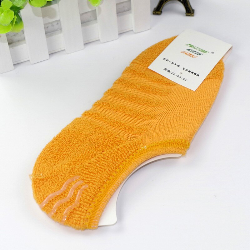 Calcetines de algodón con fondo de toalla para mujer, medias de silicona antideslizantes, invisibles, 5 par/lote, primavera y otoño,: Yellow