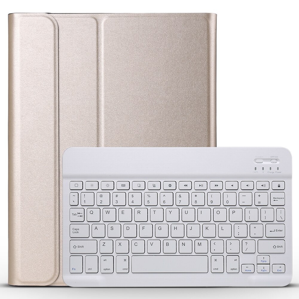 Wireless Bluetooth Keyboard Case with Pen Holder Leather Protective Tablet Cover For Samsung Galaxy Tab A 10.1 SM-T580 SM-T585: Gold