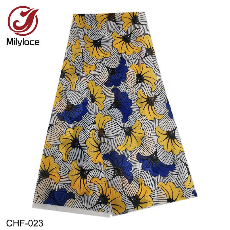 Afrikaanse Chiffon stof Digitale wax patroon Chiffon stof 5 yards per lot voor zomer jurken CHF-020-024: CHF-023