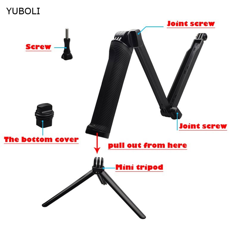 Go Pro 3-Way Pole Grip Draagbare Selfie Stok Statief Monopod Voor Gopro Hero 5/4 / 3 + Sjcam SJ4000 Sj5000x Xiaomi Yi 4K 4K Plus 2