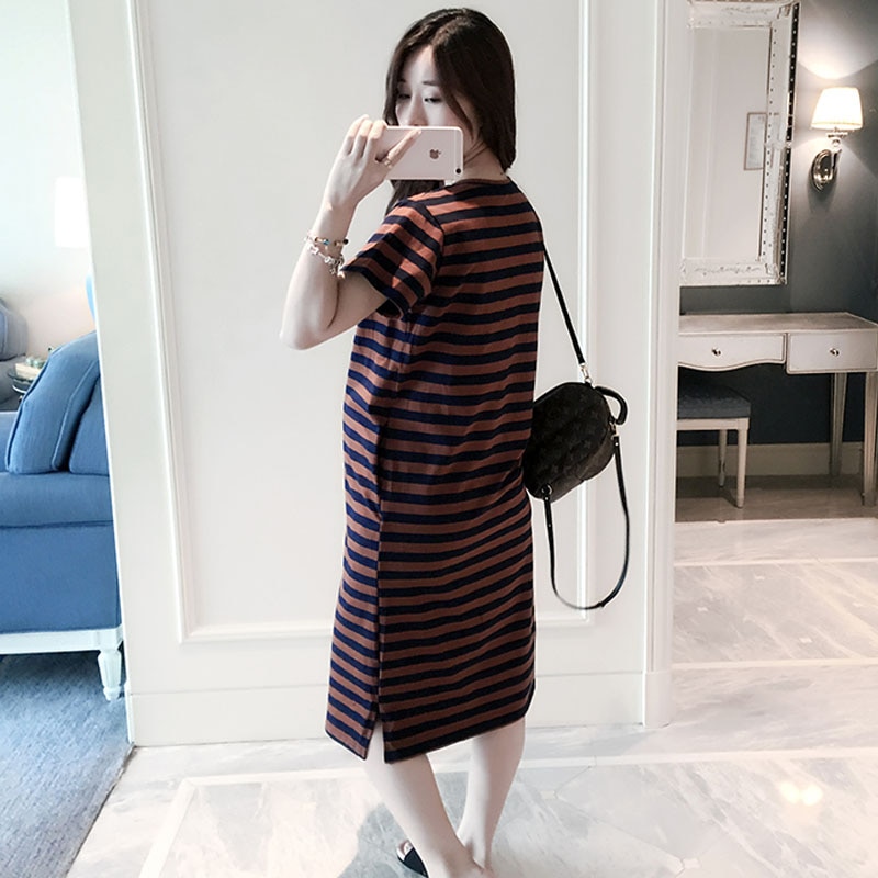 Summer Maternity Dresses For Pregnant Women Clothes Casual Striped Short Sleeve Pregnancy Dress Maternity Clothing Vestidos