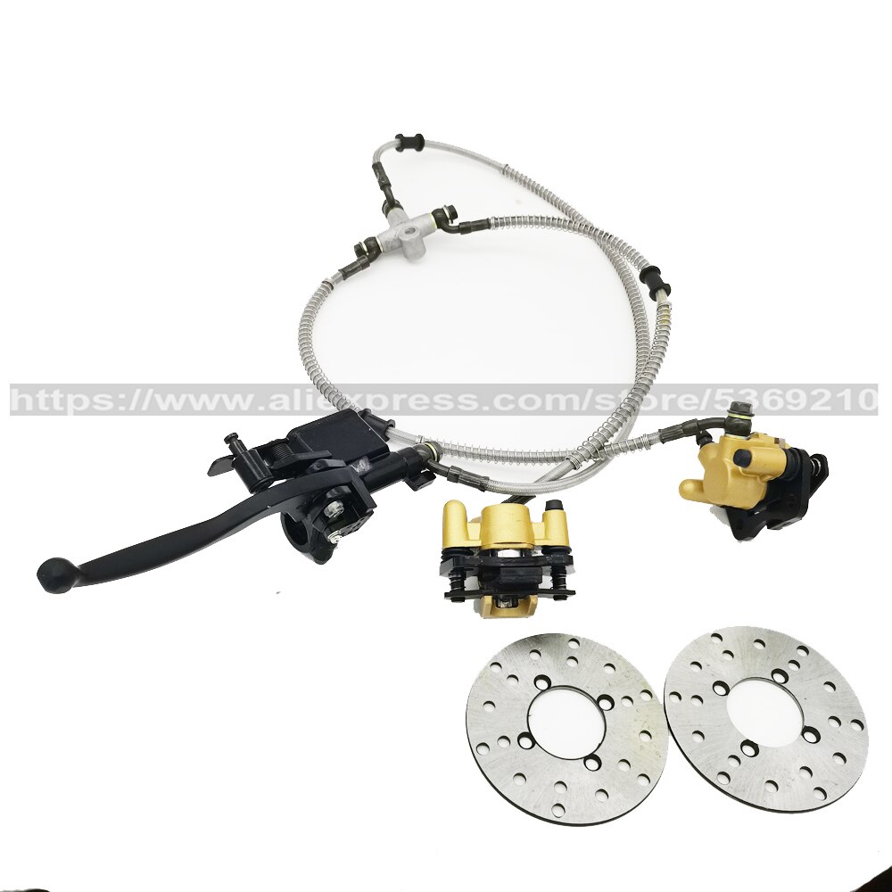 1Set 2 in 1 Front Handle Lever Hydraulic Disc Brake with Disc Fit For ATV 50cc 110cc 49cc Bike Go Kart Buggy UTV Scooter Parts