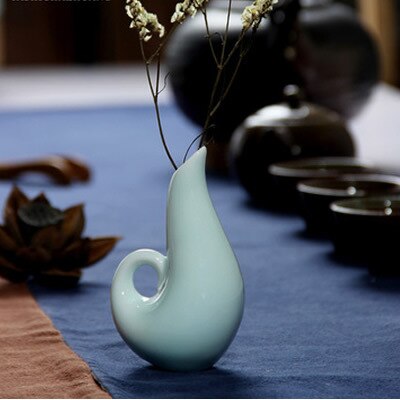 Celadon Flower Bottle Ceramic Home Accessories Decoration Pace Aquatic Celadon Flower Vase: cyan-blue