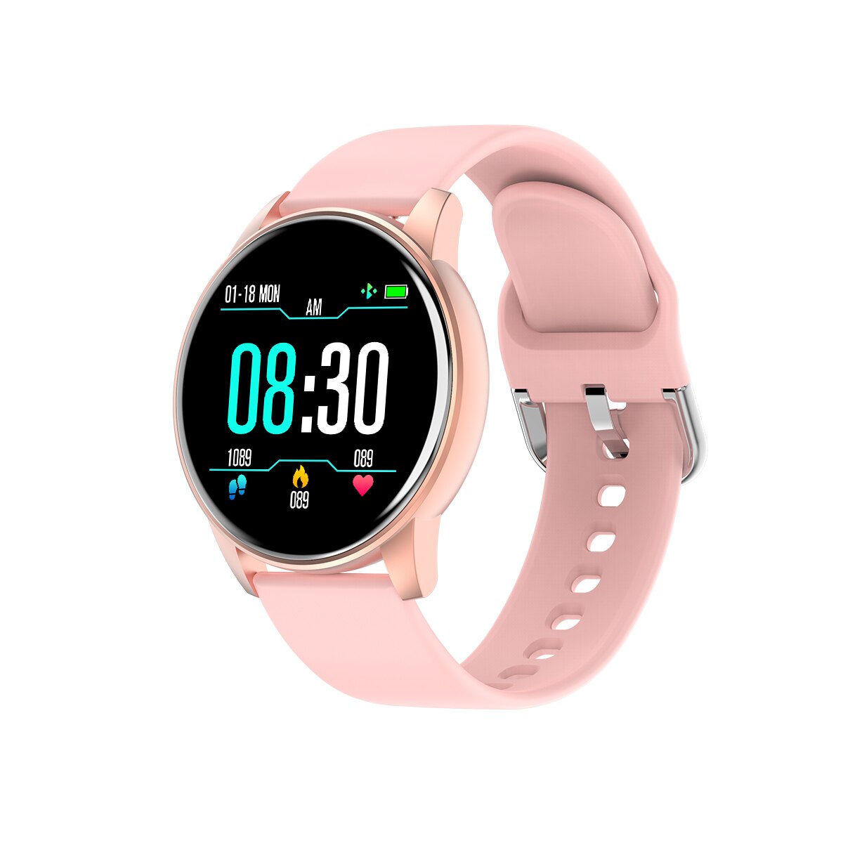 696 zl01 pulseira inteligente freqüência cardíaca pressão arterial saúde à prova dwaterproof água relógio inteligente bluetooth pulseira de fitness rastreador 10: pink silica