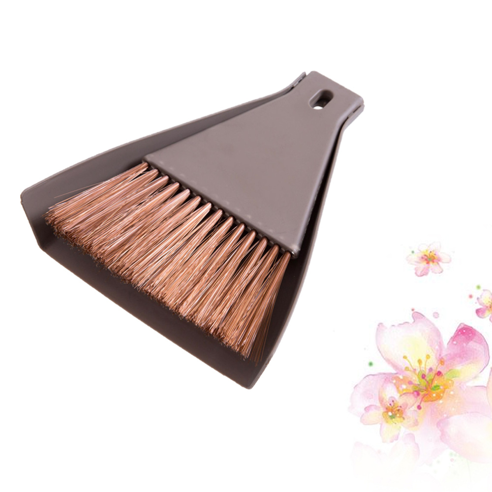 2 Sets Practical Mini Broom and Dustpan Set for Home Desktop Pets Nest Cage Cleaning(1pc Coffee, 1pc Beige): Default Title