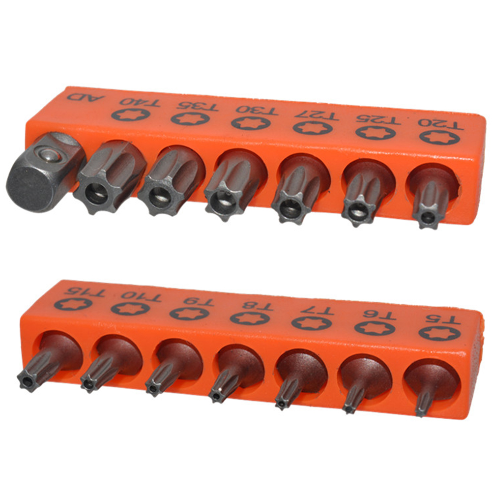 14 stk./sæt 25mm torx-skruetrækkerbits i legeret stål med hul  t5-t40 stk. elektrisk skruetrækker med stjernebits og sekskantskaft, 1/4 tommer