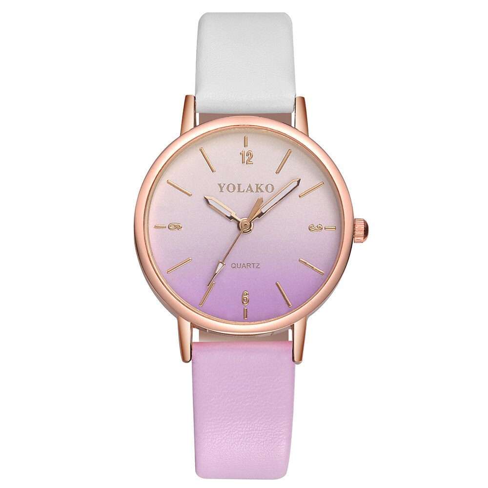 YOLAKO Women Watches Casual Leather Quartz Wristwatch Strap Dress Watch Analog Female Clock Relogio Feminino