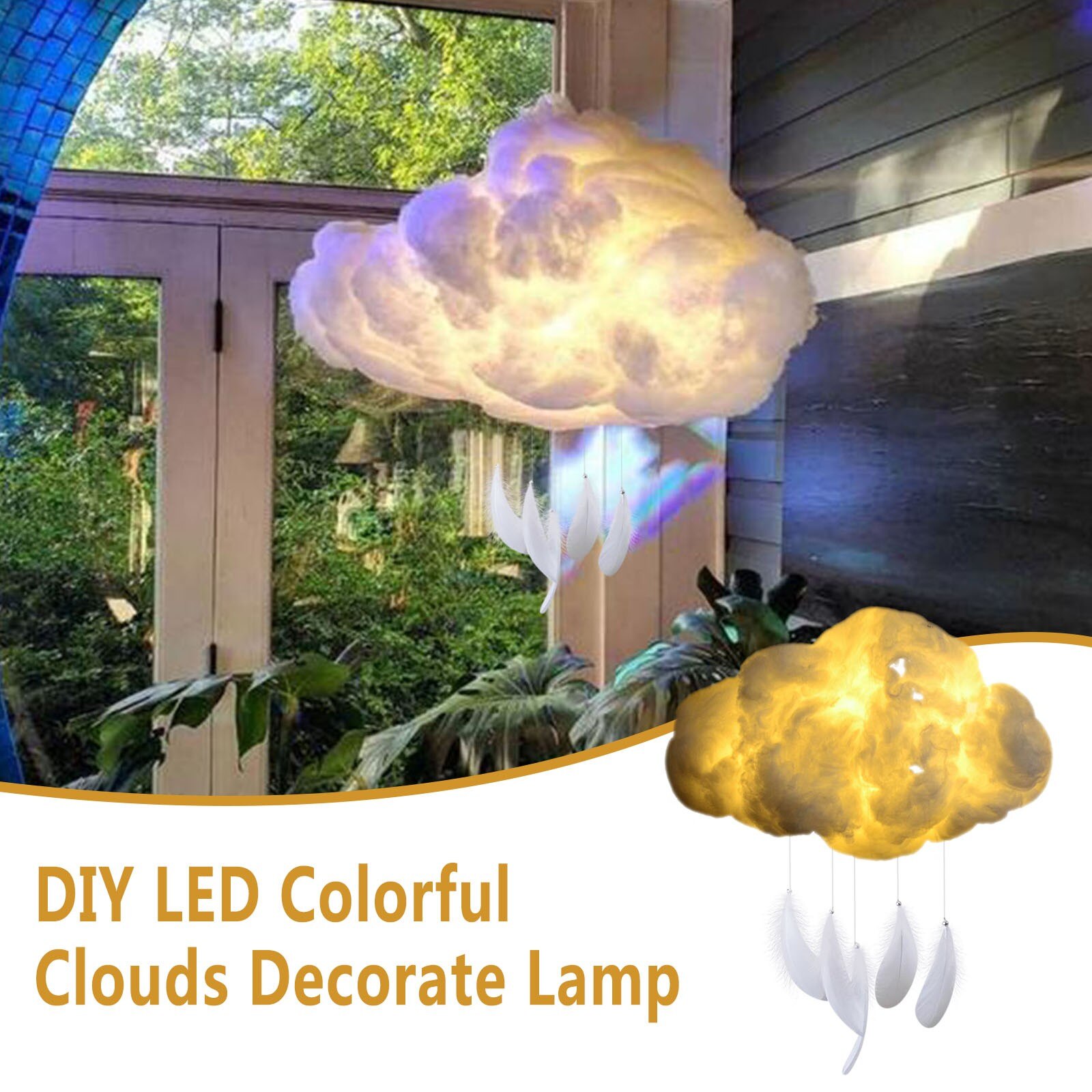 Kinderen Diy Led Warm Witte Wolken Lamp Nachtlampje Cloud Creatieve Handgemaakte Voor Home Decor Wedding Night Lights: Yellow 