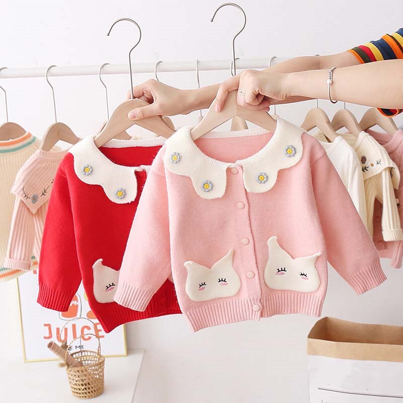 Baby Meisje Kleding Enkele Breasted Vest Baby Meisje Zoete En Leuke Revers Kinderkleding Trui Jas Kleding