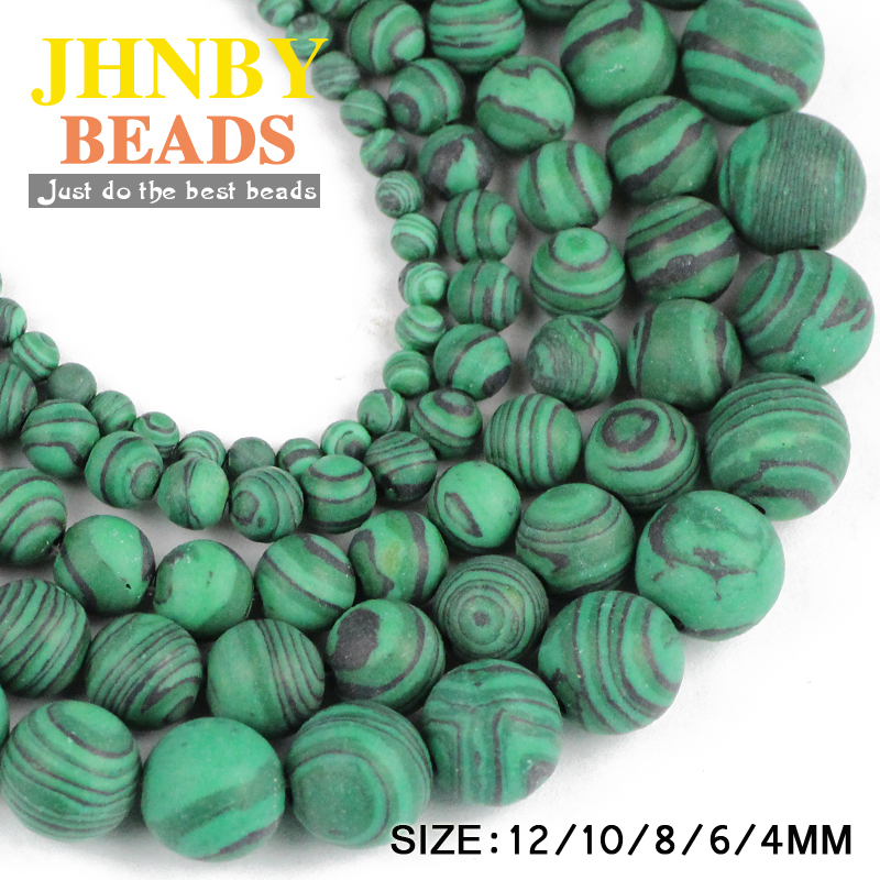 JHNBY Matte Malachiet Natuursteen Ronde Losse kralen ball Pauw steen 4/6/8/10/12MM Sieraden armband maken accessoires DIY