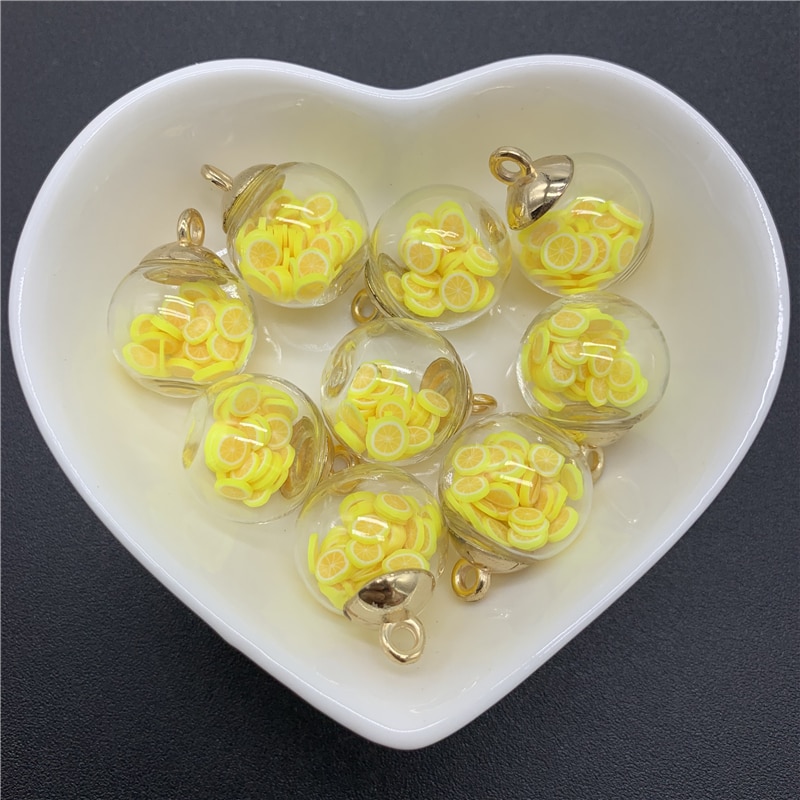 5 teile/los 16mm Mini Glas Flaschen Mit Obst Ton Charms Anhänger Perlen Für Schmuck Machen DIY Ohrring Charme: Black
