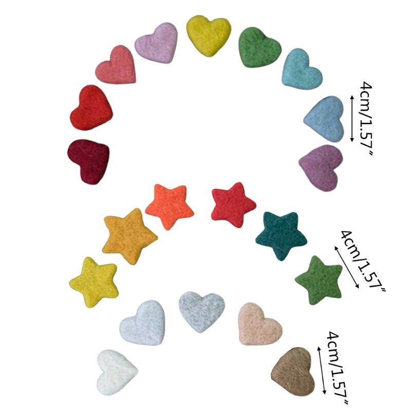 5/6/9 Pièces BRICOLAGE Fait Main Bébé Feutre Amour Coeur Étoiles Ornements Décoration de Fête À la Maison F3ME