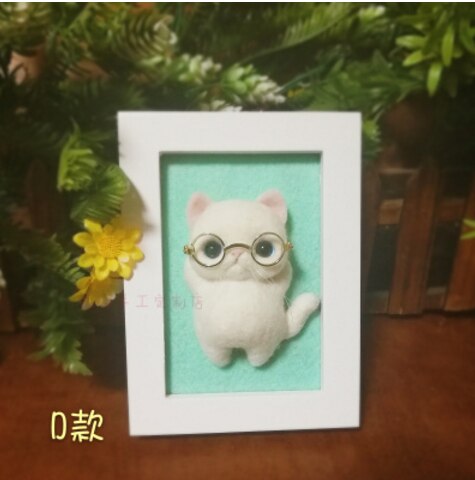 Cat stereo frame wool needlepoint kit wool felt needle felting pendant craft needlecraft DIY handmade: violet