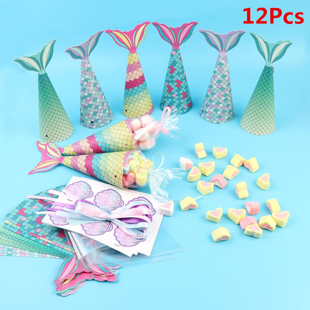 OurWarm Mermaid Boxes Little Mermaid Party Supplies Birthday Mermaid Favor Bag Banner Bracelet Baby Shower Candy Box: D