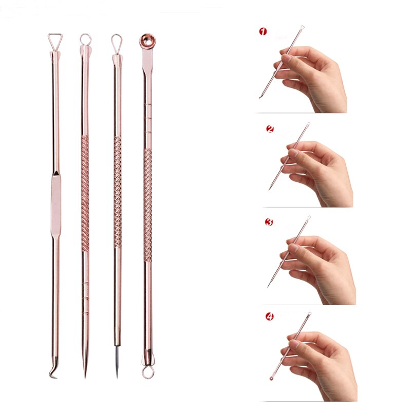 LNRRABC Rotgold Farbe unisex Tragbare Mitesser Entfernen Pickel Nadel Akne Nadel Hautpflege Werkzeuge