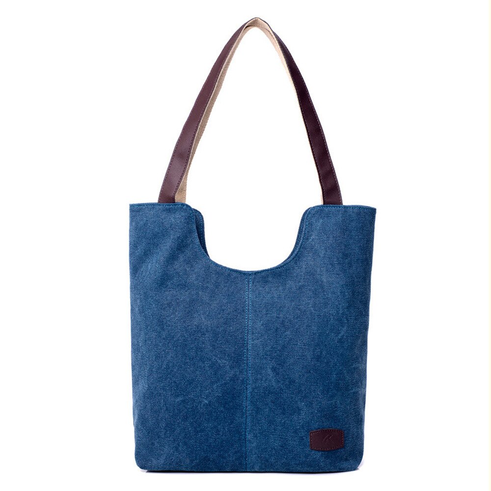 & 35 & 35 Schoudertas Grote Capaciteit Vrouwen Handtassen Schouder Handtas Zachte Canvas Dames Vrouwen Portemonnees en Hand Tassen: Deep Blue