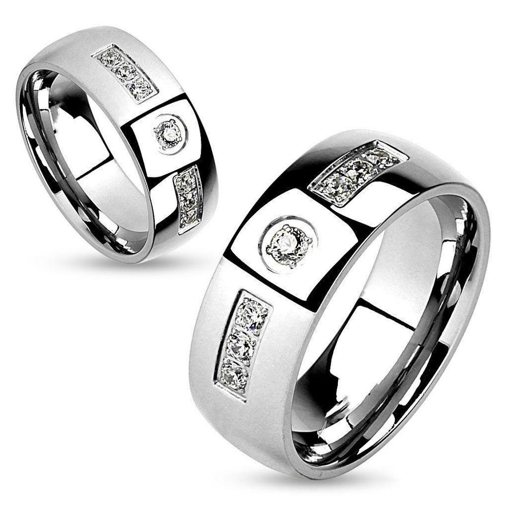 Fdlk masculino simples moda branco strass anel adequado para noivado casamento banda jóias