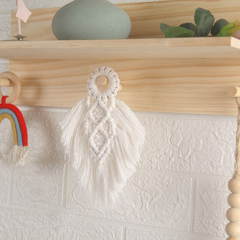 Colgante de pared de macramé para decoración del hogar, colgante tejido a mano para decoración de habitación de niñas, boda, , navidad