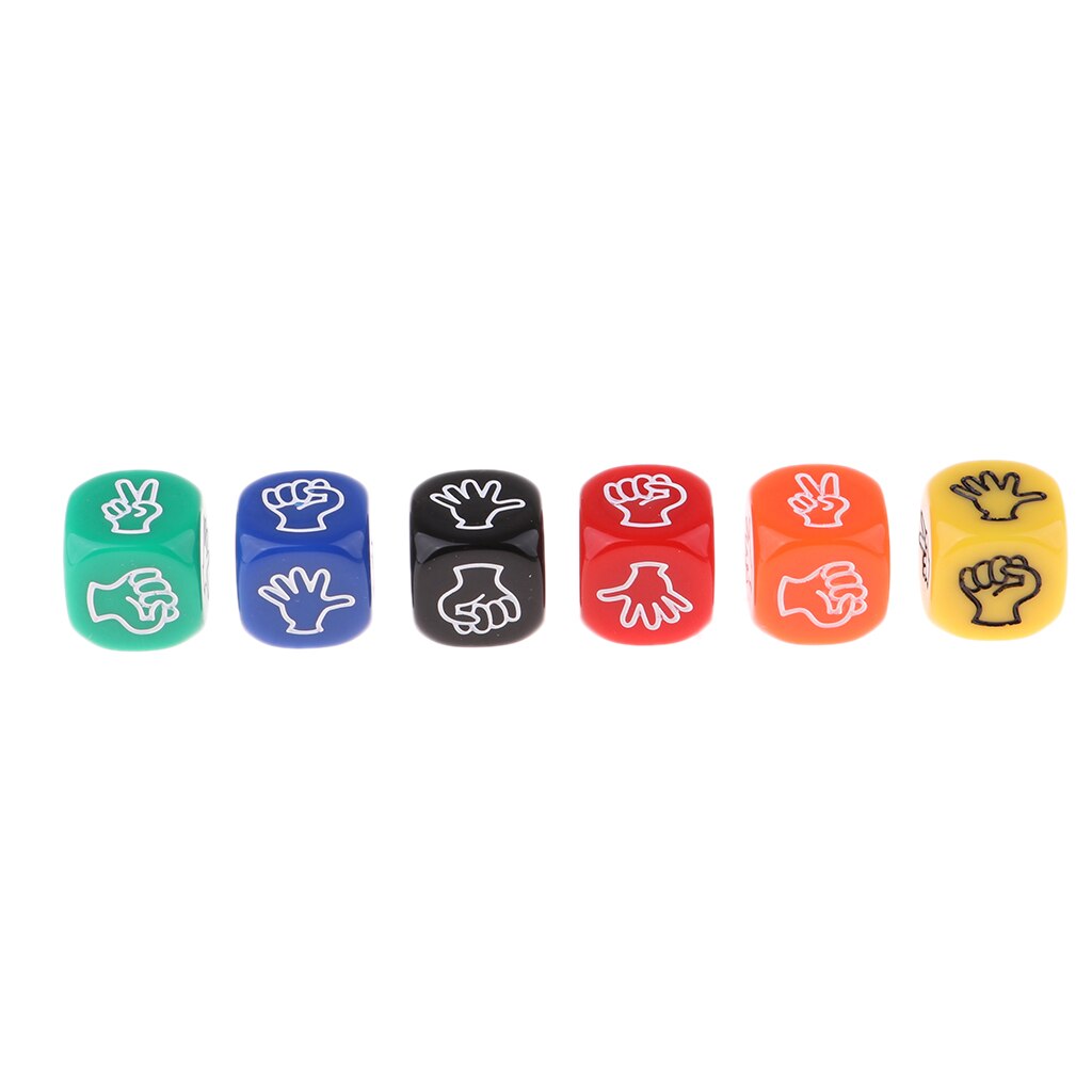 6Pcs Rock Paper Scissors Dice Board Game Counting Cubes Dice Set for Kids Lovers Multi Color Six Sided Club Party Board Game