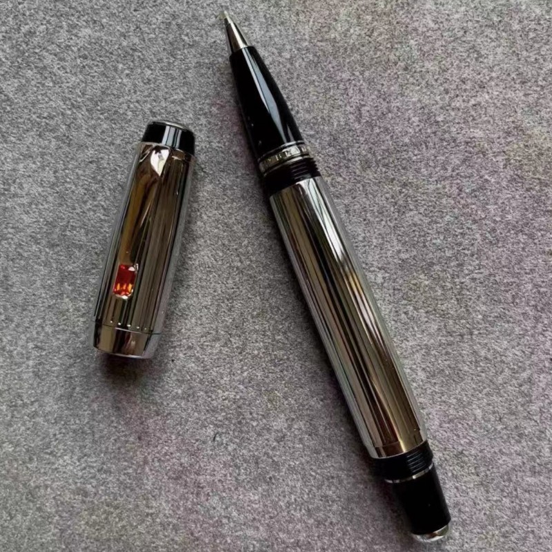 Edição limitada Bohemis Caneta esferográfica de resina preta Mini curta portátil para viagem, escritório, escola, escrita com número de série de gema: Verde claro / Vermelho