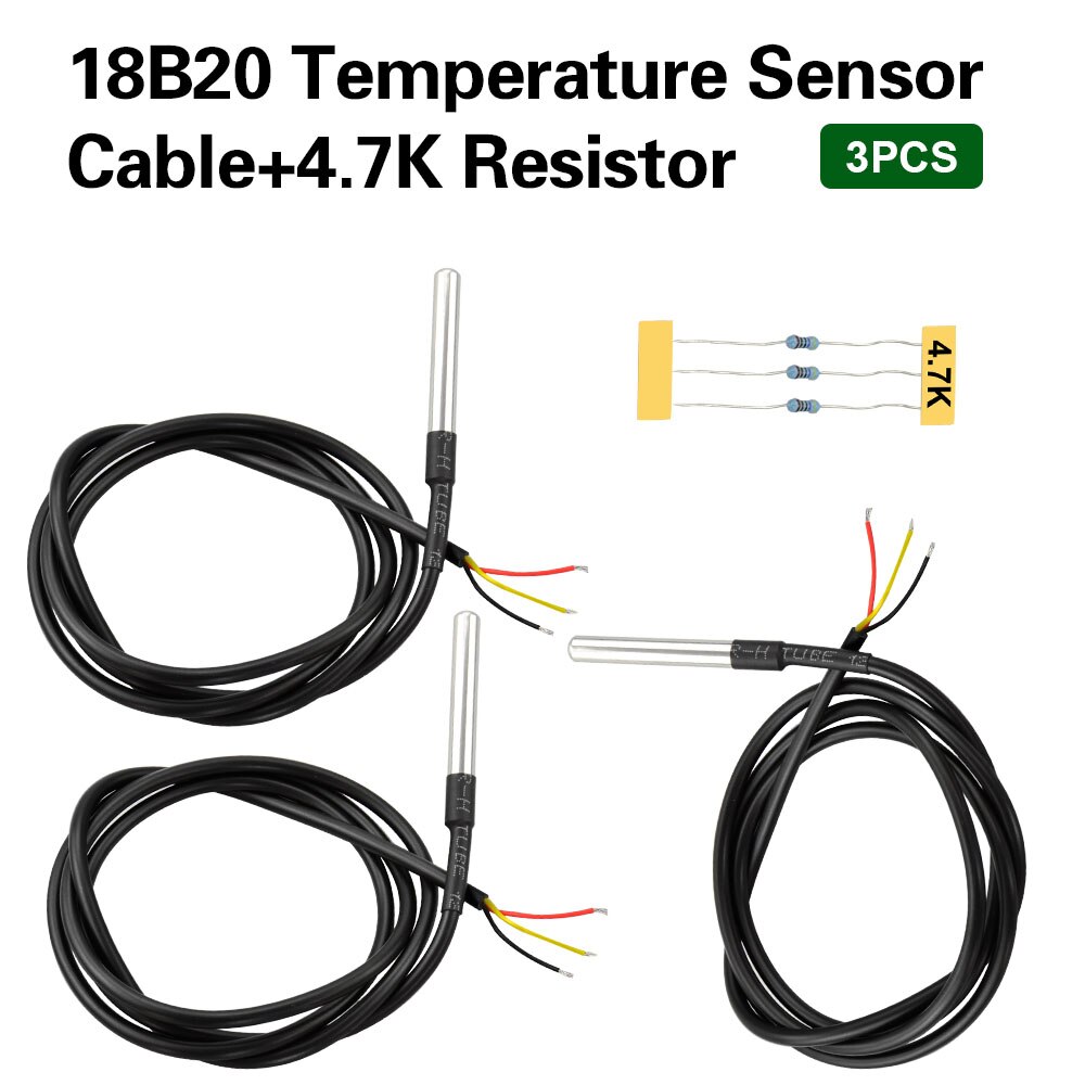 3PCS DS18B20 Stainless steel package Waterproof temperature probe Tem- sensor +4.7K Resistor For Arduino(100CM)