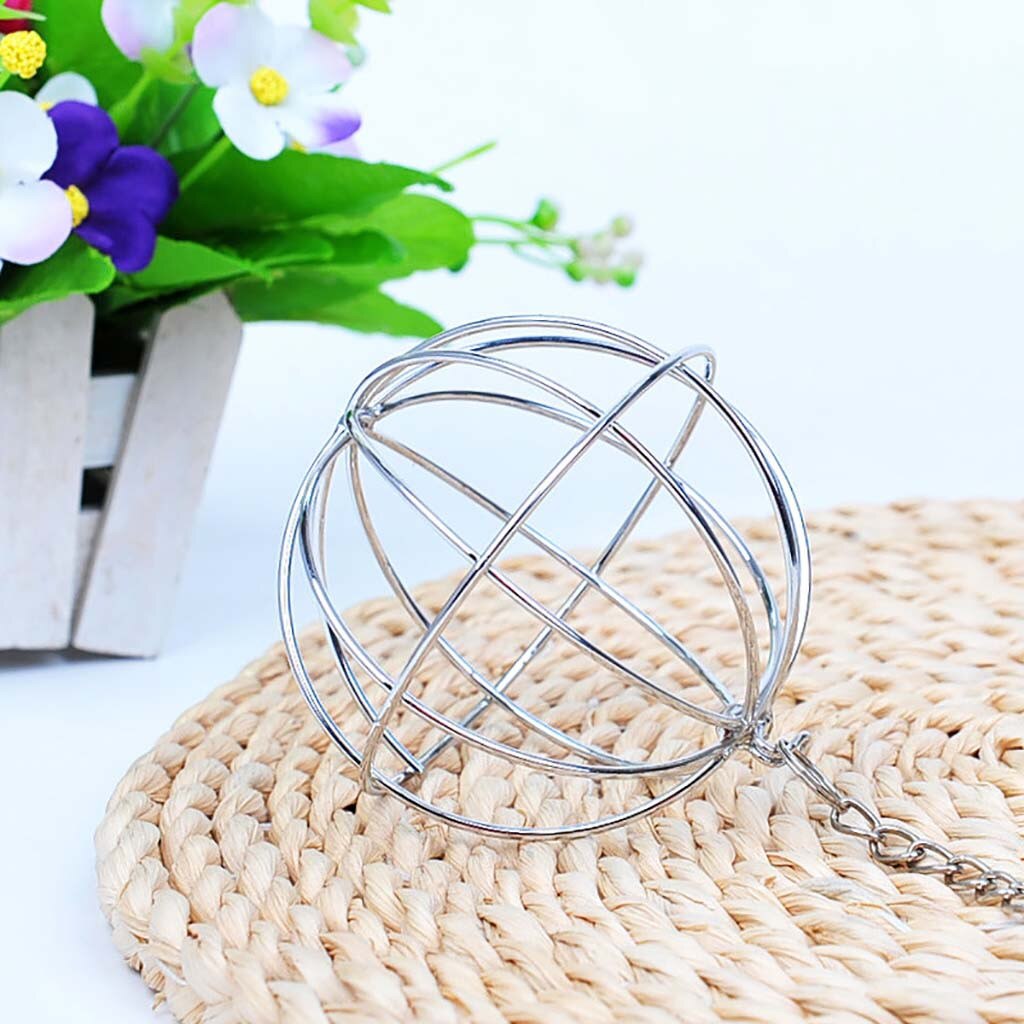 1PC Stainless Steel Small Pet Toys Round Sphere Feed Dispense Exercise Hollow Hanging Hay Ball Guinea Pig Hamster Rat Rabbit